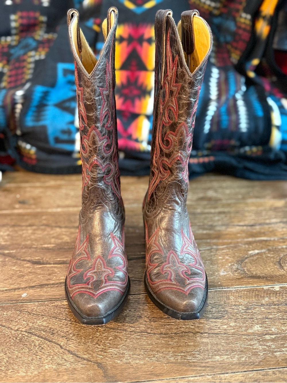 Old Gringo Leather Western Heeled Boots with Red Stitching - Picture 3 of 10
